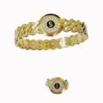 Custom Initial Pave Chain Bracelet and Ring Set