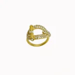 Pave Rhinestone Toggle-Style Statement Ring